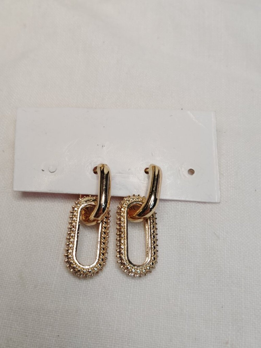 Paperclip Link Drop Earrings – Gold Tone, Designer Inspired